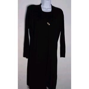 Studio Ease Women's Sweater Dress Black Ribbed Long Sleeves Pullover Size S